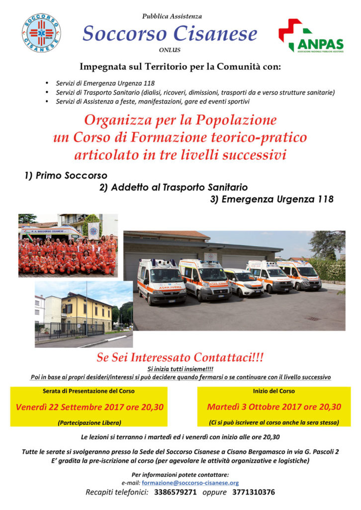 Soccorso Cisanese - Corso Primo soccorso emergenza urgenza